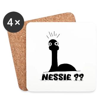 Nessie?? Minimal Loch Ness Illustration - Coasters (set of 4) - white - Front