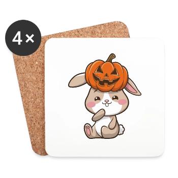 Süßer Halloween Hase Kürbis Cartoon Oktober - Untersetzer (4er-Set) - Weiß - Vorne