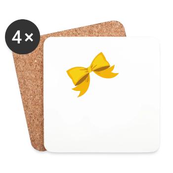 Letter V yellow bow - Coasters (set of 4) - white - Front