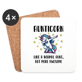Aunticorn - Comme une tante normale, mais en plus géniale - Dessous de verre (lot de 4) - blanc - Devant