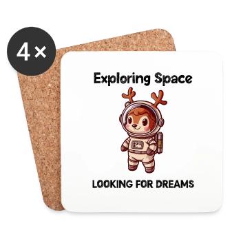 Deer Looking For Dreams Outer Space - Coasters (set of 4) - white - Front