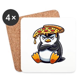 Süßer Pinguin Koch Cartoon Pizza Tollpatsch - Untersetzer (4er-Set) - Weiß - Vorne