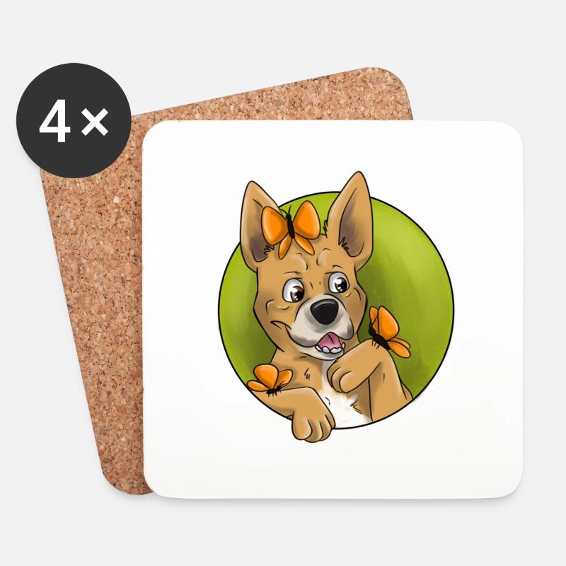 DogButterfly - Untersetzer (4er-Set) - Weiß