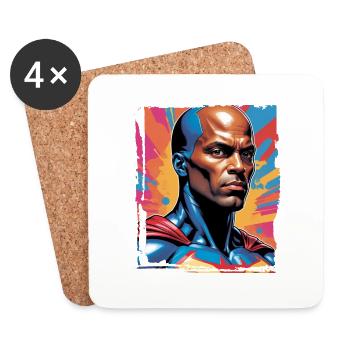 Portrait sci-fi superhero - Coasters (set of 4) - white - Front