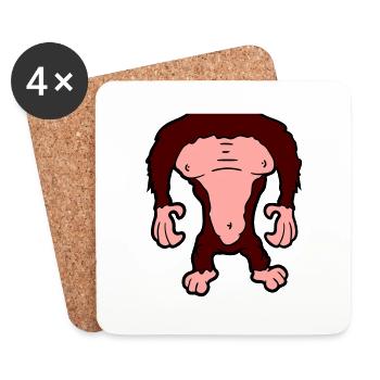 Funny Gorilla Body Headless Halloween Costume - Coasters (set of 4) - white - Front