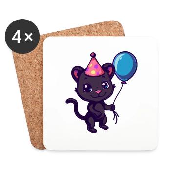 Panther Birthday Comic - Coasters (set of 4) - white - Front