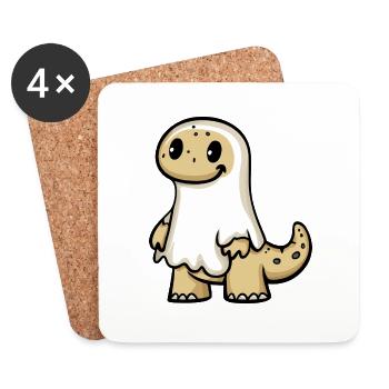 Dinosaure brontosaure fantôme d’Halloween - Dessous de verre (lot de 4) - blanc - Devant