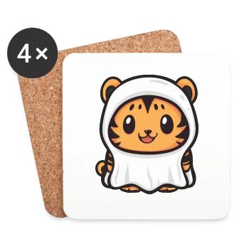 Tiger Halloween Lustig Geist - Untersetzer (4er-Set) - Weiß - Vorne