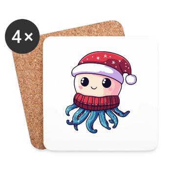 Qualle Weihnachten - Untersetzer (4er-Set) - Weiß - Vorne