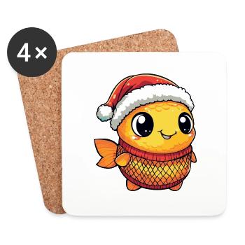 Noël du poisson rouge - Dessous de verre (lot de 4) - blanc - Devant