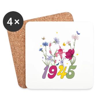 Année de naissance 1945 fleurs sauvages - Dessous de verre (lot de 4) - blanc - Devant