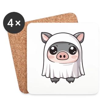 Cochon HalloweenSanglier fantôme - Dessous de verre (lot de 4) - blanc - Devant