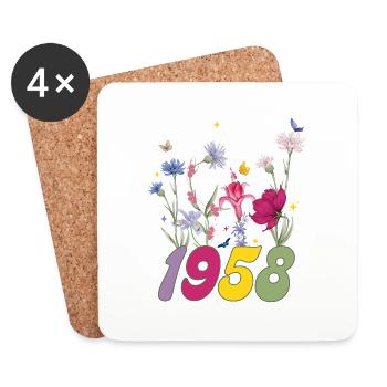 Year of birth 1958 wildflowers - Coasters (set of 4) - white - Front