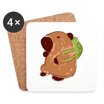 Capybara,backpack,turtle,capybara - Coasters (set of 4) - white - Front