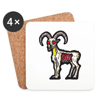 Chèvre de montagne Animal d’Halloween - Dessous de verre (lot de 4) - blanc - Devant