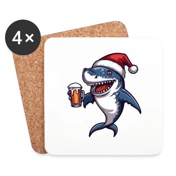Hai Weihnachten Bier - Untersetzer (4er-Set) - Weiß - Vorne