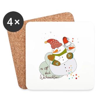 Snowman in love Christmas - Coasters (set of 4) - white - Front