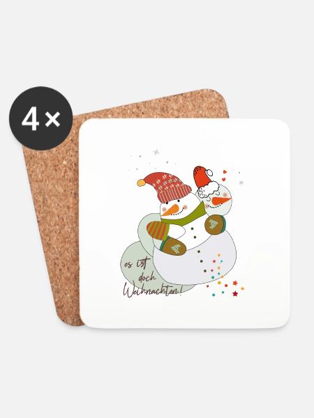 Schneemann verliebt Weihnachten - Untersetzer (4er-Set) - Weiß