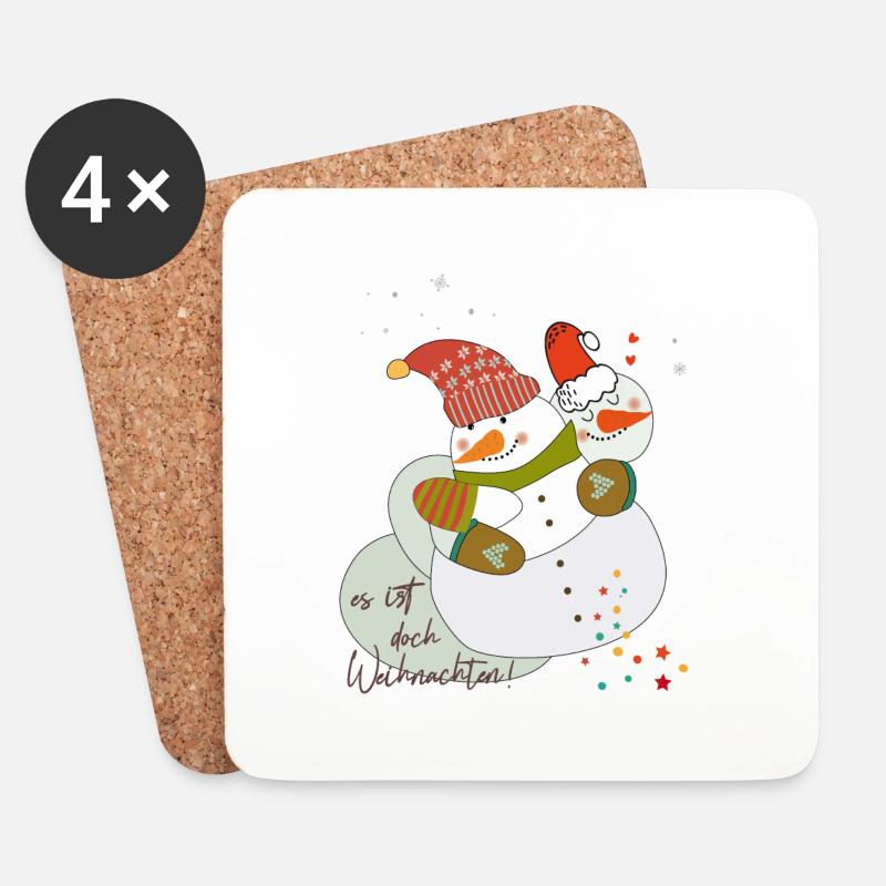 Schneemann verliebt Weihnachten - Untersetzer (4er-Set) - Weiß