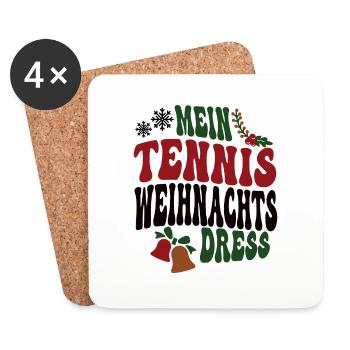 Tennisspielerin Weihnachten Tennis Spielerin XMAS - Untersetzer (4er-Set) - Weiß - Vorne