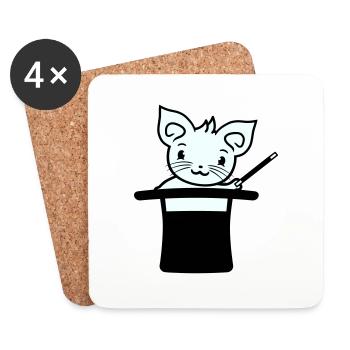 Magische Gezauberte Zylinder Hut Zauberer Katze - Untersetzer (4er-Set) - Weiß - Vorne
