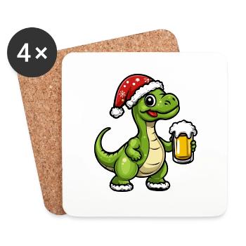 Dinosaurier brontosaurus Weihnachten Bier - Untersetzer (4er-Set) - Weiß - Vorne