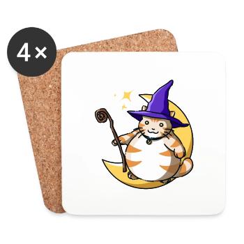 Orange Katze Cat Hexe Witch Halloween Kawaii Mond - Untersetzer (4er-Set) - Weiß - Vorne
