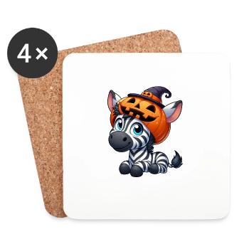 Cute Halloween Zebra Pumpkin Cartoon - Coasters (set of 4) - white - Front