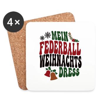 Federballerin Weihnachten Federball Spielerin XMAS - Untersetzer (4er-Set) - Weiß - Vorne