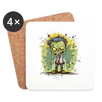 Zombie Comic - Untersetzer (4er-Set) - Weiß - Vorne