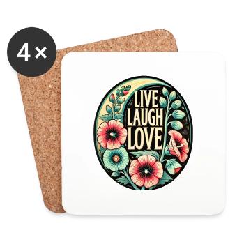 En direct Rire Amour - Dessous de verre (lot de 4) - blanc - Devant