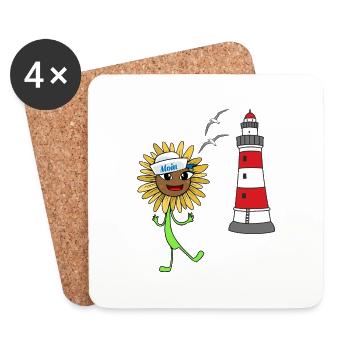 Matrosen Sonnenblume Leuchtturm maritim Moin - Untersetzer (4er-Set) - Weiß - Vorne