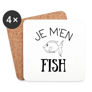 Je m'en fish, idée cadeau - Dessous de verre (lot de 4) - blanc - Devant