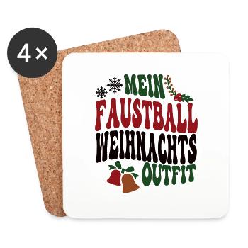 Faustballer Weihnachten Faustball Spieler Outfit - Untersetzer (4er-Set) - Weiß - Vorne