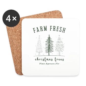 Farm Fresh, Christmas Trees - Coasters (set of 4) - white - Front