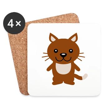 Pretty Cat Looking Happy Cheerful Smiling - Coasters (set of 4) - white - Front