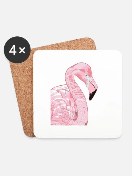 Rosa Flamingo Kopf - Untersetzer (4er-Set) - Weiß