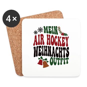 Air Hockeyspieler Weihnachten Air Hockey Spieler - Untersetzer (4er-Set) - Weiß - Vorne