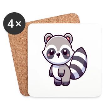 Raccoon - Coasters (set of 4) - white - Front