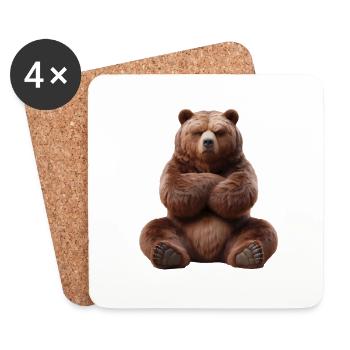 Ours sinistre 3 - Dessous de verre (lot de 4) - blanc - Devant