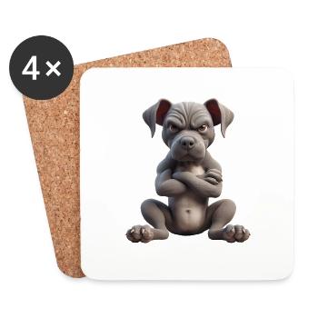 Dog grim 5 - Coasters (set of 4) - white - Front