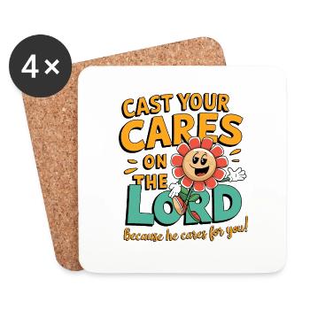 Cast your cares on the lord - Coasters (set of 4) - white - Front
