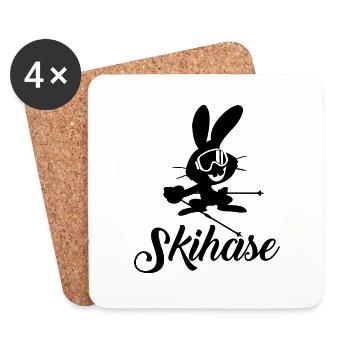 Ski Motif de ski pour les skieurs Skieurs - Dessous de verre (lot de 4) - blanc - Devant