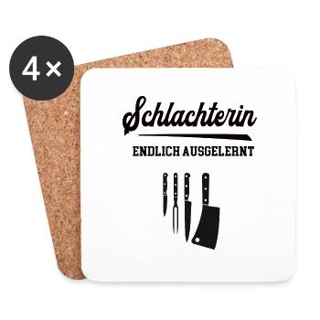 Schlachterin Ausbildung Bestanden Azubi Schlachter - Untersetzer (4er-Set) - Weiß - Vorne
