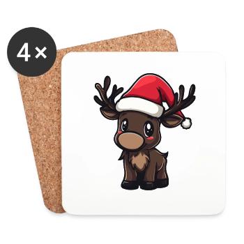 Elch Weihnachten Niedlich - Untersetzer (4er-Set) - Weiß - Vorne
