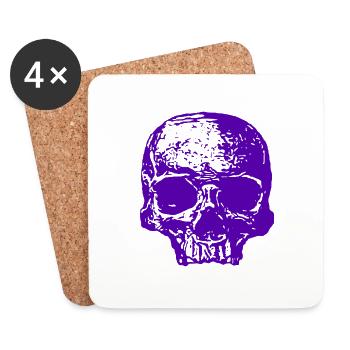 Lila Totenkopf - Untersetzer (4er-Set) - Weiß - Vorne