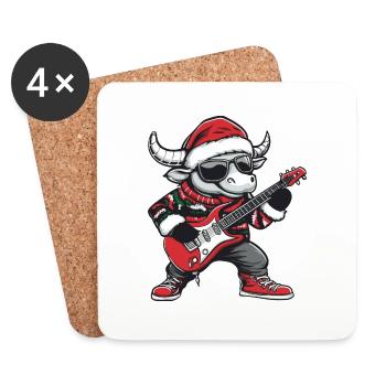 Bulle Guitare Rocker de Noël Taurus - Dessous de verre (lot de 4) - blanc - Devant