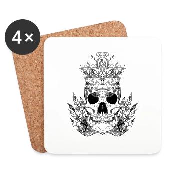 Skull with flowers - Coasters (set of 4) - white - Front