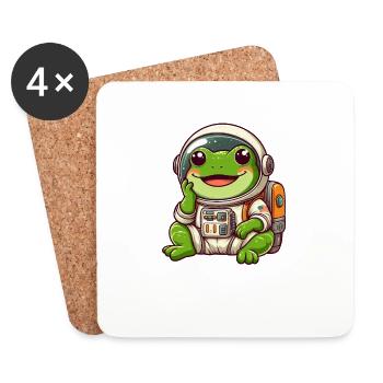 Frog Astronaut Space Grin Universe - Coasters (set of 4) - white - Front