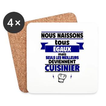 les meilleurs deviennent cuisinier - Dessous de verre (lot de 4) - blanc - Devant